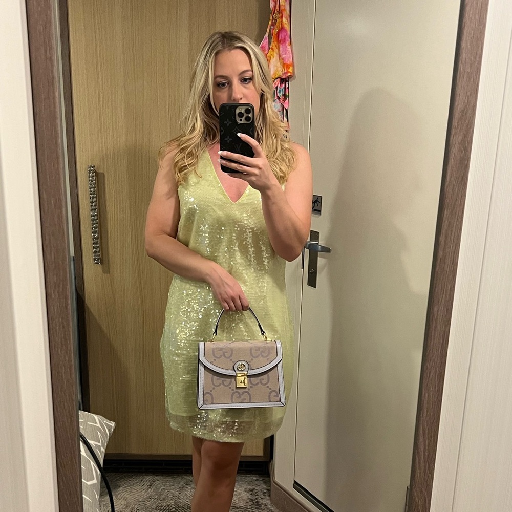 A New Day lime green sequin shift dress - M